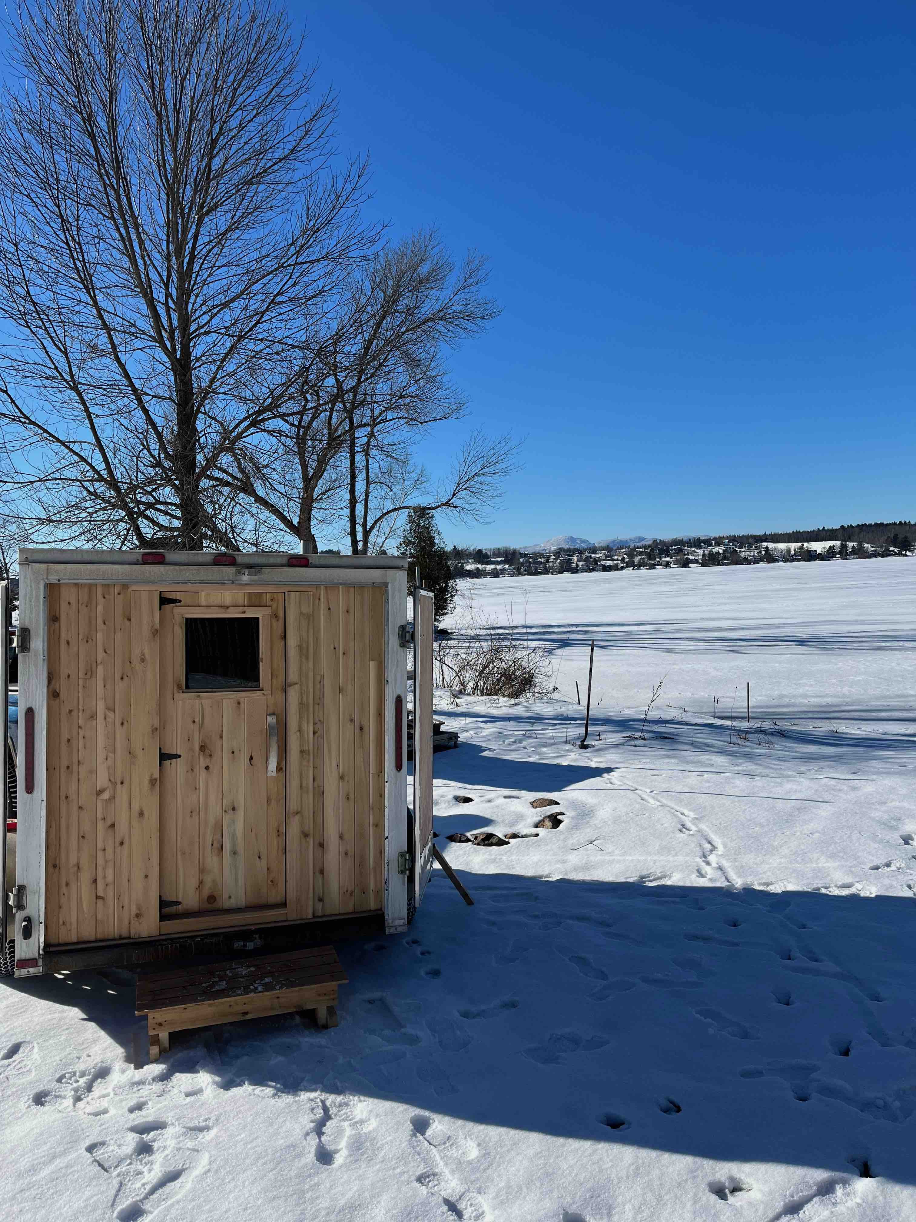 Sauna with view and snow